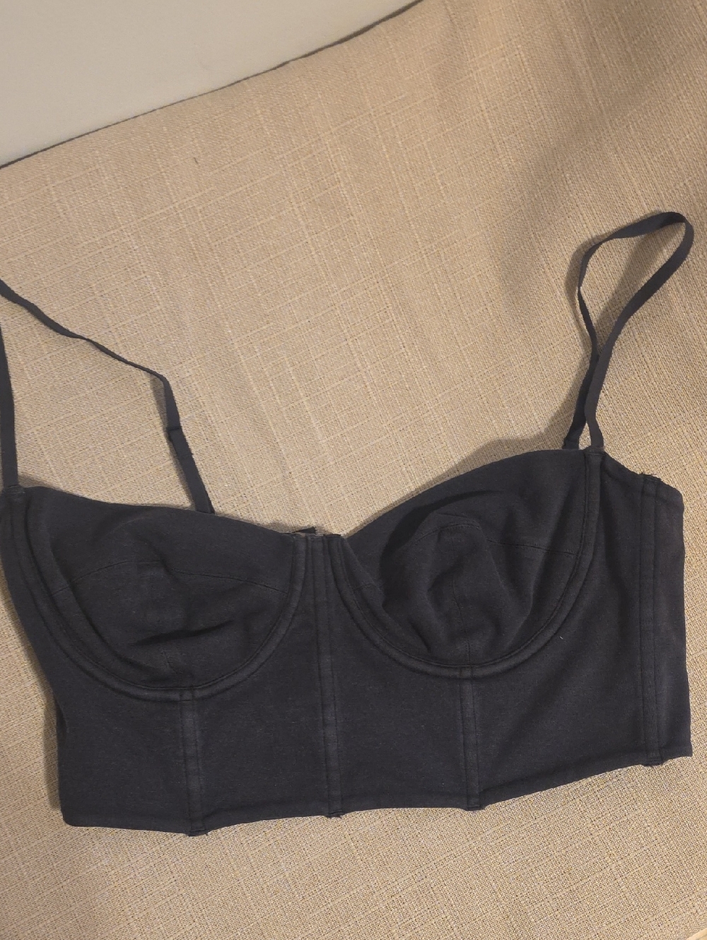 SKIMS SIZE XL Women's Black Bustier Crop Top - Unbranded